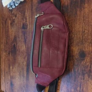 Burgundy leather belt bag